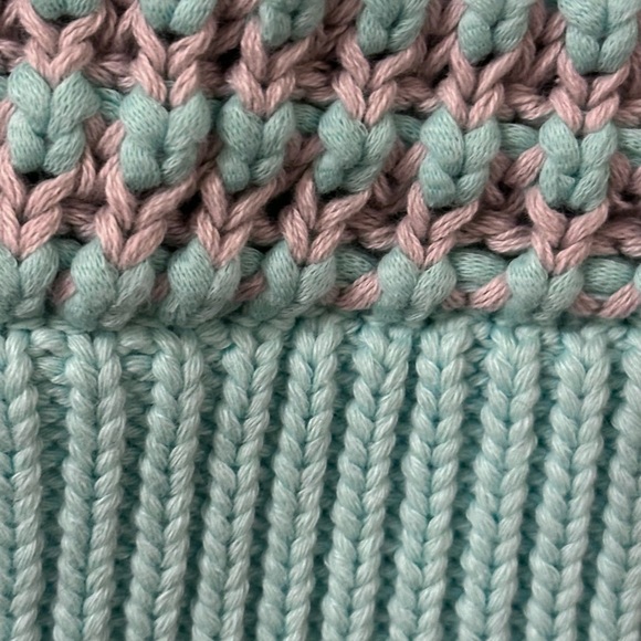 Ksubi Waffle Knit Sweater / Jumper size XS in Mint Blue-Green / Light Gray - Picture 4 of 8
